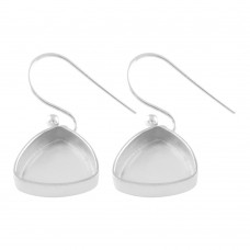 Trillion shape silver blank bezel cup casting earring for stone setting